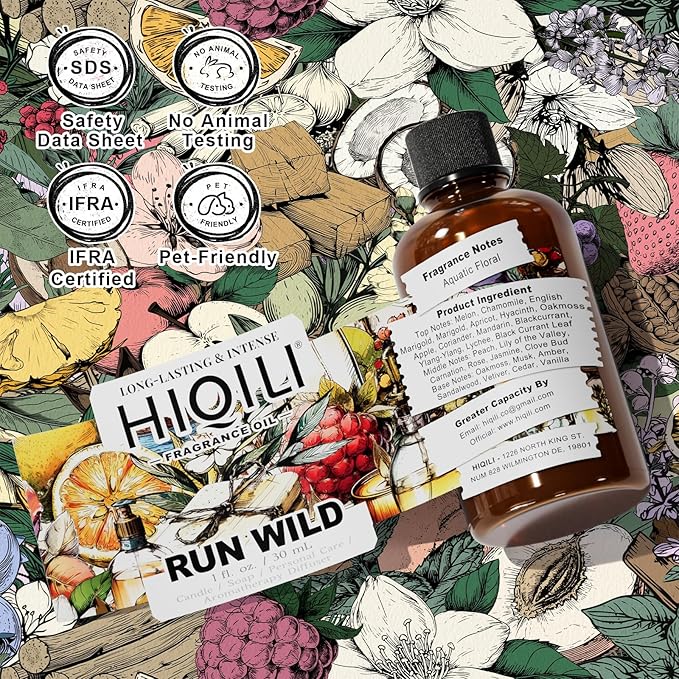 HIQILI Run Wild Fragrance Oil for Candle & Soap Making, Inspired by Cl.Klein E-Scape, Women's Perfume, Fresh Scents for Reed Diffuser, Wool Dryer Balls - 1 Fl Oz