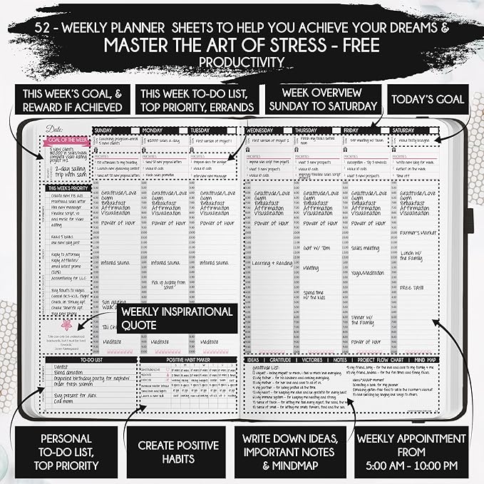 2026 Planner Weekly and Monthly | Law of Attraction Planner with Panduo App | A 12 Month Journey for Productivity, Gratitude & Goal Setting | Includes Foldable Vision Board, Gift Box & Stickers