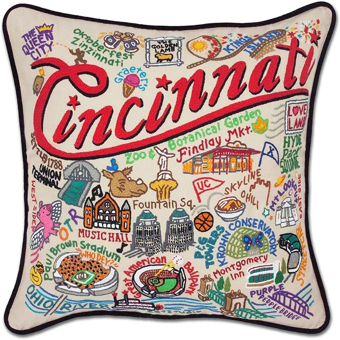 Catstudio Cincinnati Embroidered Decorative Throw Pillow
