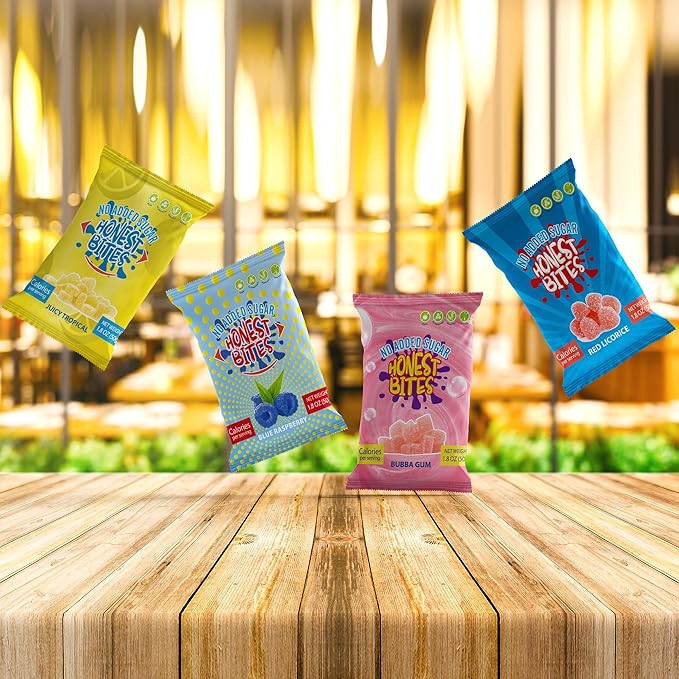 Honest Bites Low Sugar Gummy Candy - Healthy Snacks for the Whole Family, Gluten Free, Keto, Vegan Fruit Snacks - Bubble Gum Flavored, Low Calorie Snacks