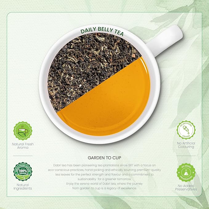 Dabri Daily Belly Wellness Tea Bags 16pcs | Great for Bloating | Relief from Constipation and indigestion | Relief from acidityand gastric problems (16 pyramid bags)