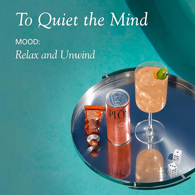 Aplós Canned Ume Spritz Non-Alcoholic Cocktails, Formulated with Nootropics and Botanicals for Calming & Uplifting, Low Calorie, No Added Sugar Beverage (8.5 fl oz. 8-pack)