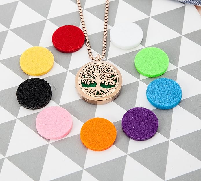 Aromatherapy Essential Oil Diffuser Necklace 316L Stainless Steel Locket Pendant with 24 Inch Chain