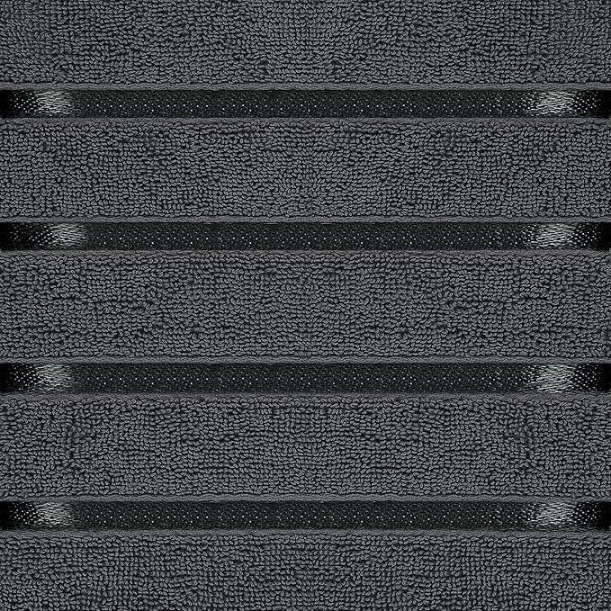 Utopia Towels 8-Piece Luxury Towel Set, 2 Bath Towels, 2 Hand Towels, and 4 Wash Cloths, 600 GSM Ring Spun Cotton Highly Absorbent Viscose Stripe Towels Ideal for Everyday use (Grey)