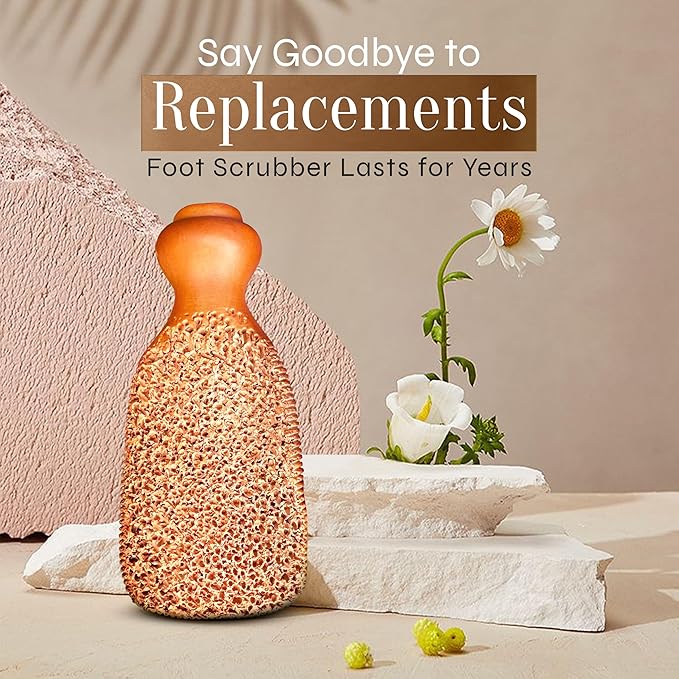 Facón Pumice Stone for Feet Callus Remover - Terra-Cotta Foot Scrubber with 2 Sides, 100% Pure Natural Foot Pumice Stone, Pedicure Pumice Stone Scrubber, Foot Exfoliator, Removes Calluses & Dead Skin