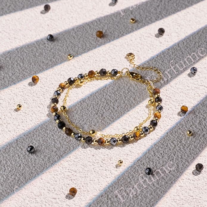 Farfume Crystal Bracelet Beaded Bracelets for Women 4mm Natural Stone Beads Gemstone Handmade Anxiety Jewelry Gifts