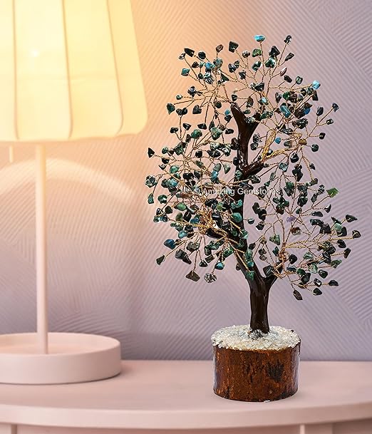 Amazing Gemstone Crystals and Healing Stones Birthday Gifts for Women - Chrysocolla Crystal Tree of Life Home Decor Stocking Stuffers, Bookshelf, Room, Meditation Gift for Dad, Unique Birthday Gifts