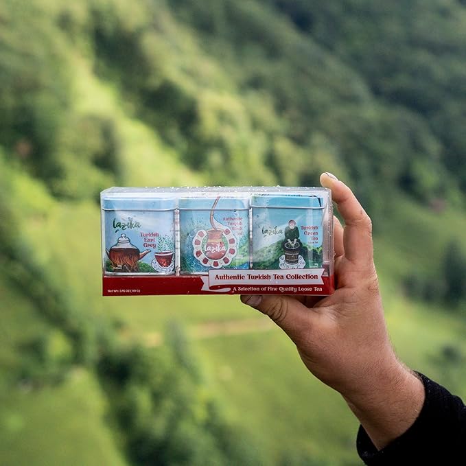 Lazika Loose Leaf Tea Set, Earl Grey, Black and Green Tea Premium Collection, Petite Presentatiton Boxes, Early Harvest, Handcrafted, 3.35 Oz, (Pack of 3)