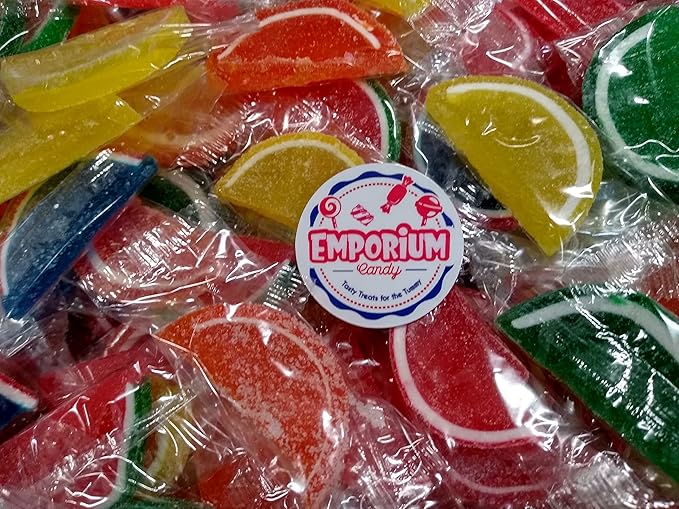 Assorted Fruit Slices - 1 lb of Fresh Delicious Wrapped Sweet Sugar Sanded Orange Lime Watermelon Cherry Blue Raspberry Lemon Slices