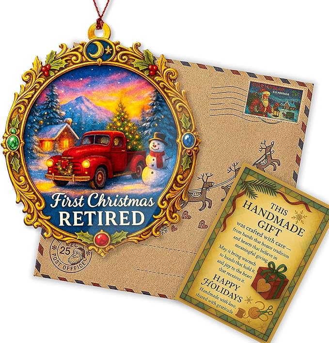 First Christmas Retired Ornament – retirement ornament – retirement gifts – holiday decor – christmas ornament – Suncatcher effect window hanging – Car Hanging