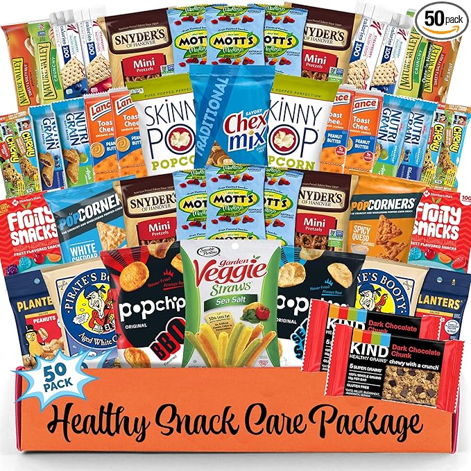 Halloween Healthy Snacks Variety Pack for Adults, Kids and Teens (50 Count) - Healthy Snack Box with Chips, Cookies & Granola Bars for Birthdays and Office, Halloween Care Package for College Students