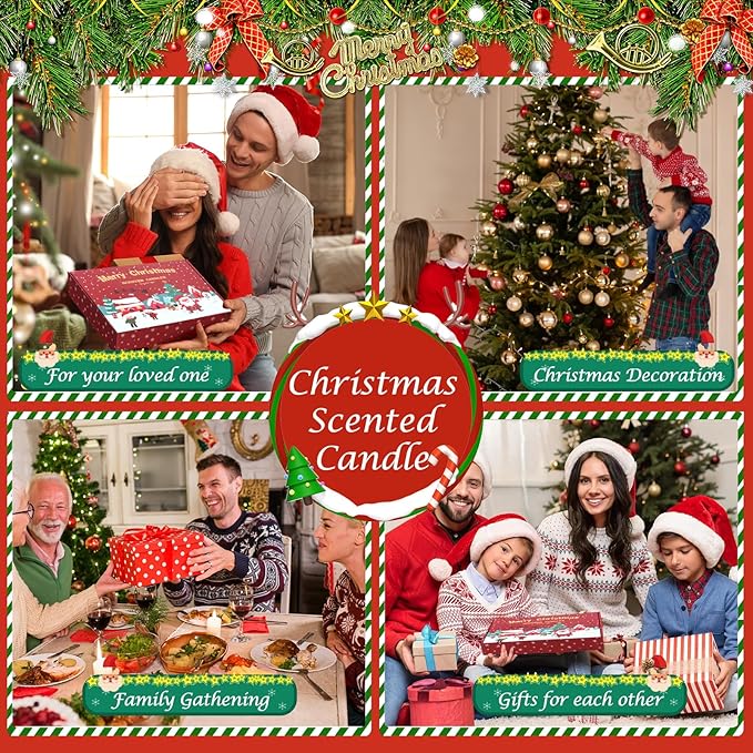 Christmas Scented Candles Gifts for Women, Soy Wax Candles with Essential Oils Aromatherapy Candles for Home Scented, Stress Relief, Bath,Yoga, Christmas Thanksgiving Gift, 6 PCS