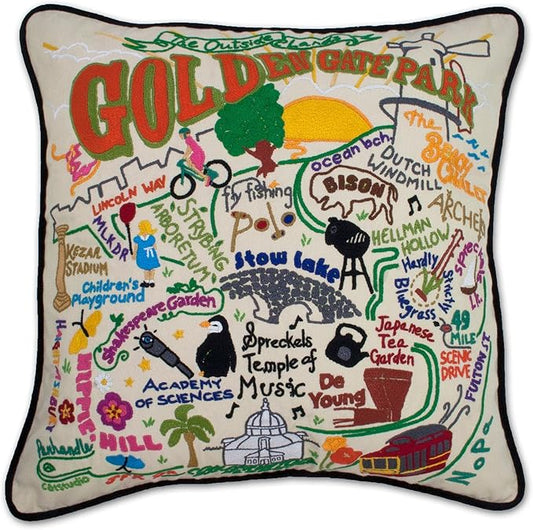 Catstudio Golden Gate Park Embroidered Decorative Throw Pillow