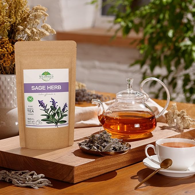 50 Bags Dried Sage Herb Herbs Tea (Salvia Officinalis) - 50 Count Tea Bags Salvia Sage