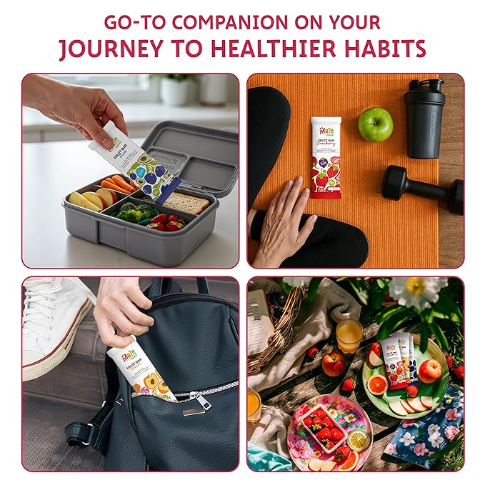 Mate Fruit Bars Variety Pack (40 Pack) - 100% Natural Real Fruit Snacks for Adults and Kids, Healthy Snacks, Fruit Leather. Gluten-Free, Vegan, No Added Sugar, No Preservatives and No Colorant