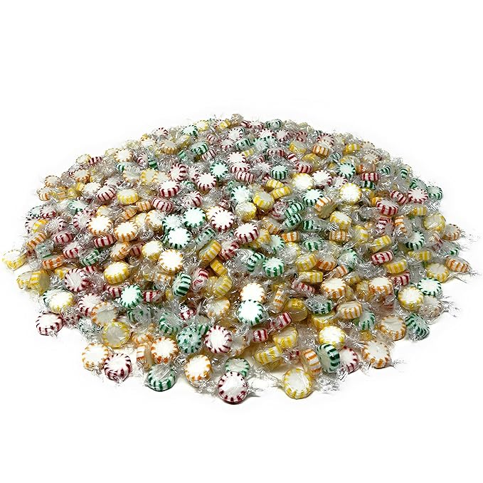 Halloween Fruit Flavored Starlight Hard Candy - 10 lbs - Apple, Strawberry, Lemon and Orange Flavored Disks Old School Classic Starlights - Bulk American Vintage Candy Assortment - Individually Wrapped, 160 oz.