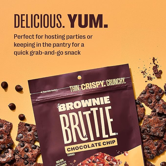 Brownie Brittle – Original Chocolate Chip Thin and Crispy Sweet Snacks (Pack of 20, 1 oz), Rich Gourmet Brownie Bites Dessert