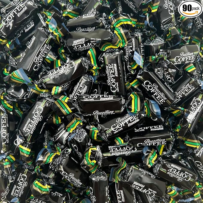Brazilian Coffee Candy | 1 Lb Bag - 90 Count | Coffee Taffy Candy Individually Wrapped | Brazilian Taffies for Office | Desk & Travel Treat | Bold Flavor
