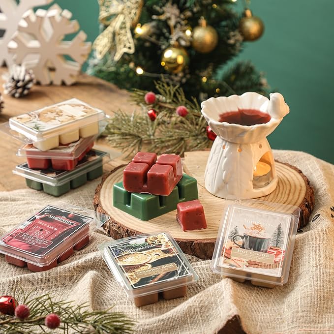 Christmas Scented Wax Melts, Winter Wax Melts, Mix Scented Long Lasting Scented Wax Melt, Nature Soy Wax Cubes for Wax Warmer, Candle Melts Decor Gift, 2.5 oz (6 Pack)