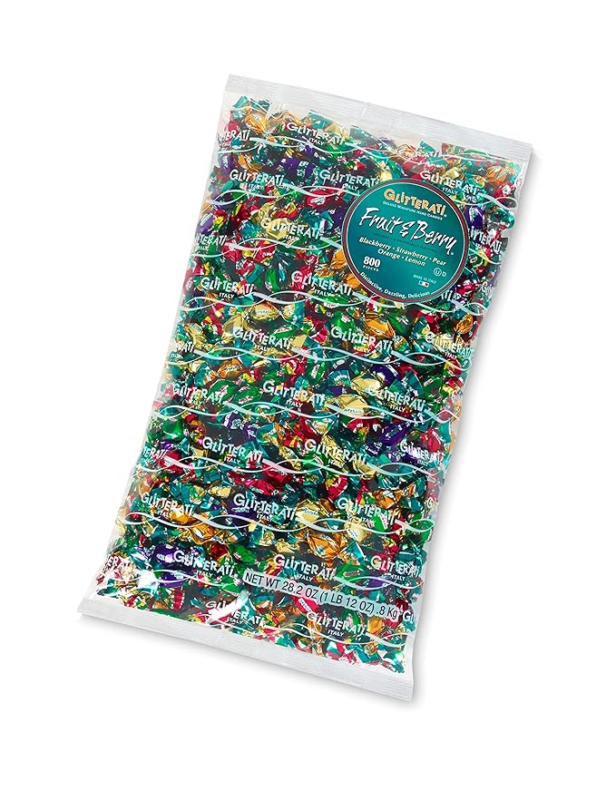 GLITTERATI Fruit & Berry Medley Italian Mini Hard Candies, Individually Wrapped Gourmet Candy, Natural Fruit Flavors, Vegan, Gluten Free, Non-GMO, 28 oz Bag, 800 Ct