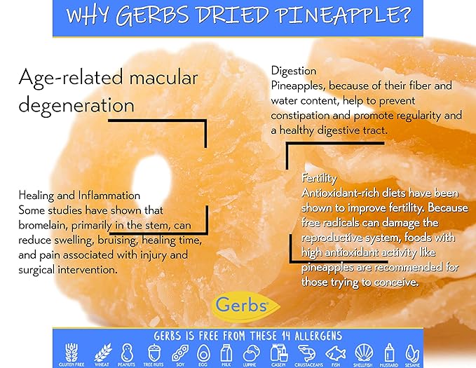 Gerbs Lightly Sweetened Dried Pineapple Cubes 4 lbs. | Unsulfured, No Additives, Resealable Bag | Naturally Sweet & Chewy | Top 14 Allergen-Free