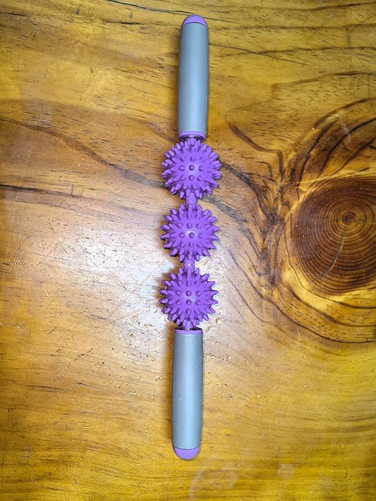 Fascia Muscle Roller Stick Hedgehog Massage Roller Yoga Stick Hand-held Body Massage Tool for Cellulite and Muscle Soreness,Physical Therapy &Recovery,Reduce Leg Cramps (Purple)