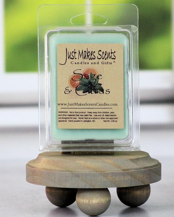4 Pack - Sage & Citrus Scented Soy Wax Melts | Long Lasting Fragrance Cubes | Hand Poured in The USA by Just Makes Scents Candles & Gifts