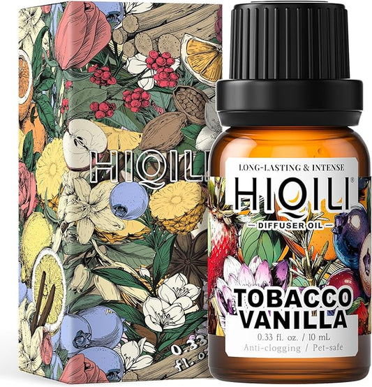 HIQILI Tobacco Vanilla Fragrance Oil, Refill for Diffusers & Humidifiers, Hotel-Grade Scent, Suitable for Home Use - 0.34 Fl Oz