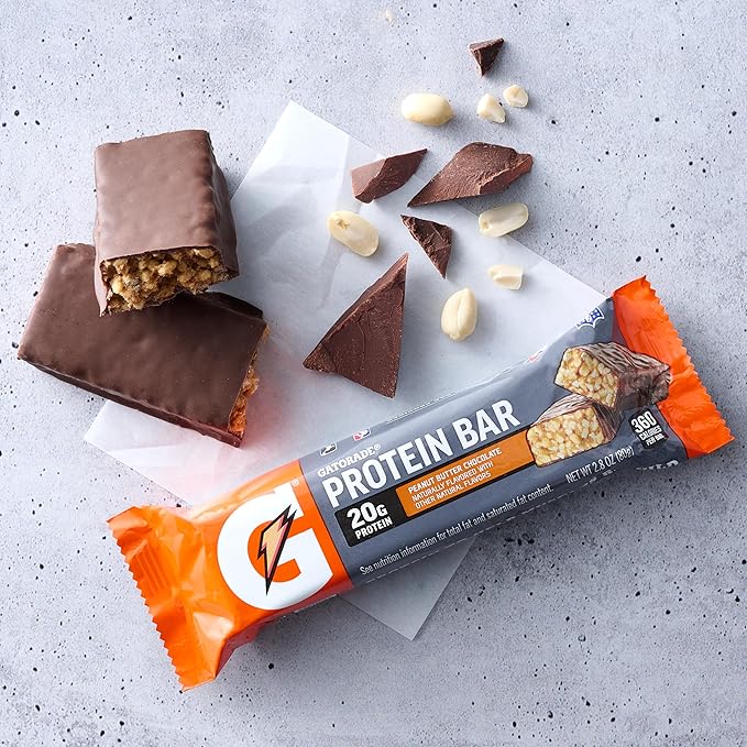 Gatorade Whey Protein Recover Bars, Peanut Butter Chocolate, 2.8 ounce bars (Pack of 12)