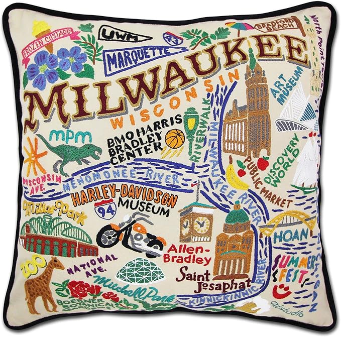 Catstudio Milwaukee Embroidered Decorative Throw Pillow