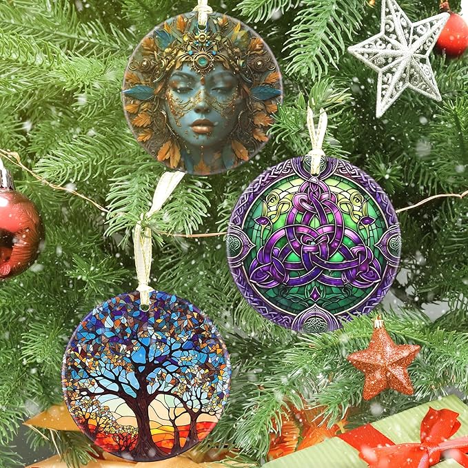 Celtic Knot Ceramic Christmas Ornament - 3.5 Inch Hanging Decoration for Christmas Tree, Gift Exchange or Holiday Presents