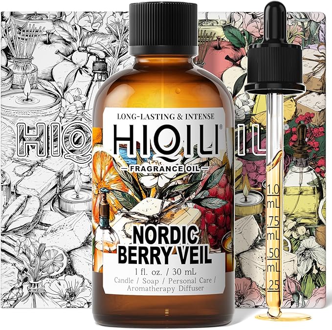 HIQILI Nordic Berry Veil Fragrance Oil for Home Diffuser, Candle & Soap Making Supplies, Luxury Hotel Scent, Essential Oil - 1 Fl Oz