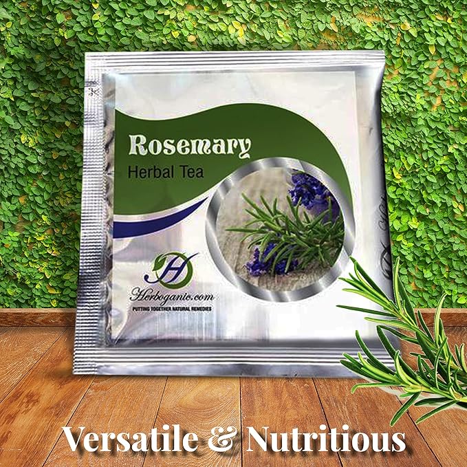 HERBOGANIC Rosemary Herbal Tea - Digestion Support and Immune Boost | Refreshing and Delicious Blend | Natural Ingredients | 20 Tea Bags