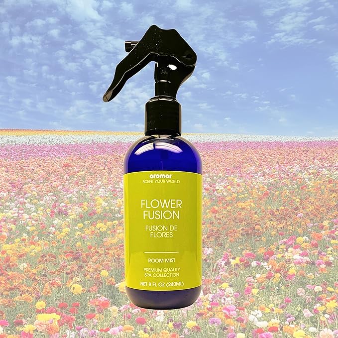 Aromar Essential Room Mist and Fabric Spray with Natural Freshener Aromatherapy for a Fresh and Rejuvenated Home 8 oz Flower Fusion