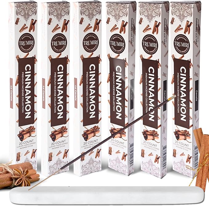 Cinnamon Incense Sticks - Incienso de Canela - Total 120 Insence-Sticks - 6 Packs of 20 Insense - Inciensos - Inscents - Natural Non Toxic Ingredients - Incents - Incence - Inscense