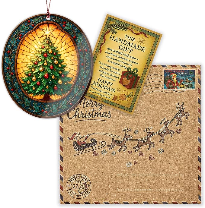 Christmas ornament 2025 - Vintage Christmas ornament - Acrylic xmas ornament - Art ornament - Christmas ornament 2025 - Suncatcher Effect window hanging - car hanging accessories