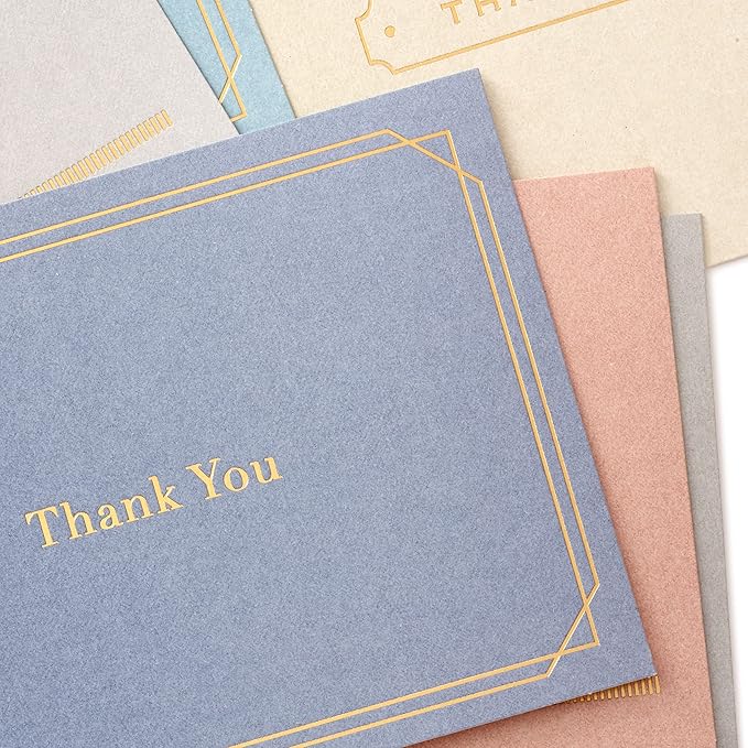 Hallmark Thank you Cards Assortment, Gold Foil Solids (24 Thank You Notes with Envelopes)