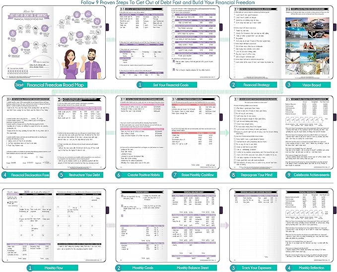 Budget Planner and Monthly Bill Organizer - Finance Planner, 12-Month Journey to Financial Freedom | Bill Payment Tracker Monthly Organizer, Money Saving & Expense Tracker | Undated Budgeting Journal