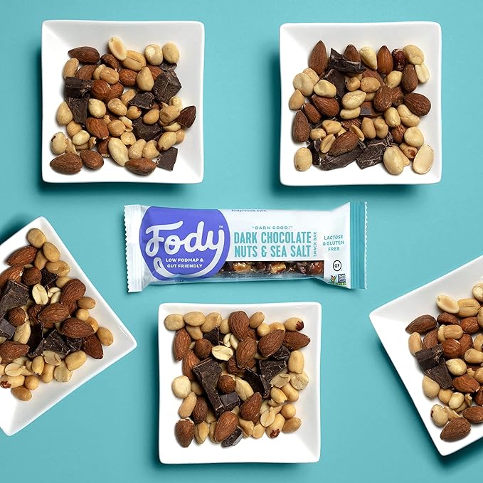 Fody Foods Snack Bars, Dark Chocolate Nuts & Sea Salt, 1.41 Oz (Pack of 6), 5g Protein, Low FODMAP, Gut & IBS Friendly, Vegan, Lactose Free, Non-GMO, Gluten Free
