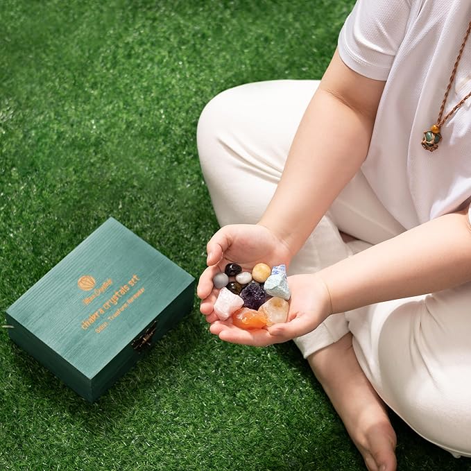 Crystals and Healing Stones Chakra Set Authentic Natural Raw Crystals Gemstones Kit Spiritual Gift - Quartz Colony Selenite Wand Rose Quartz Reiki Yoga Meditation