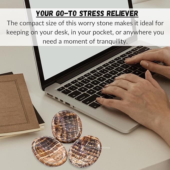 Amazing Gemstone Aragonite Worry Stone Crystals and Healing Stones - Worry Stones for Stress Relief Gift - Piedra Crystal Fidget for Meditation, Relaxation - Unique Stocking Stuffers & Birthday Gifts