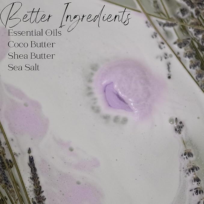 EvolutionUSA Lavender Dreams Bath Bombs for Women, 3 Organic Flower Bath Bombs, Soft Lavender Bath Fizz, Womens Bath Fizzers Gift, Lush Bath for Girls, Relaxing Bathbombs, Bath Balls