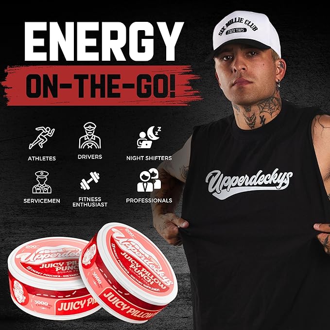 Multi-Pack Caffeine Energy Pouches - 4 Flavors, Sugar Free Nootropic Pouches and Delicious Flavor - Replacement/Alternative for Focus and Energy, Made in USA (4-Pack, 200mg)