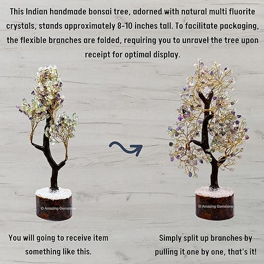 Amazing Gemstone Crystals and Healing Stones Birthday Gifts for Women - Fluorite Crystal Tree of Life Home Decor Stocking Stuffers, Bookshelf, Room, Meditation Gift for Mom Dad Unique Birthday Gifts