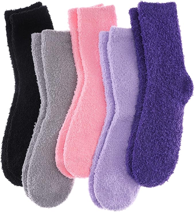 LINEMIN Womens Fuzzy Socks Cozy Fluffy Winter Warm Slipper Socks Microfiber Soft Home Sleeping Socks