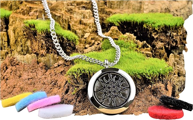 Infinity Flame Knot Essential Oil Diffuser Necklace, Stainless Steel Locket Pendant with 24 inch Chain, 12 Color Refill Pads, Customizable Color Changing Perfume Jewelry Aromatherapy
