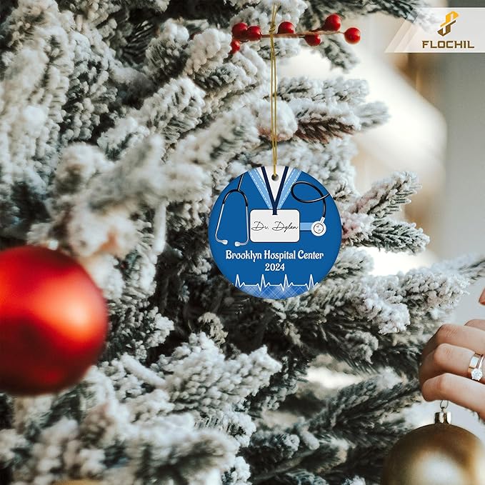 FLOCHIL Personalized Doctor Christmas Ornaments, Custom Ornaments Doctor with Name, Best Doctor Ornament, Gifts for Women, Christmas