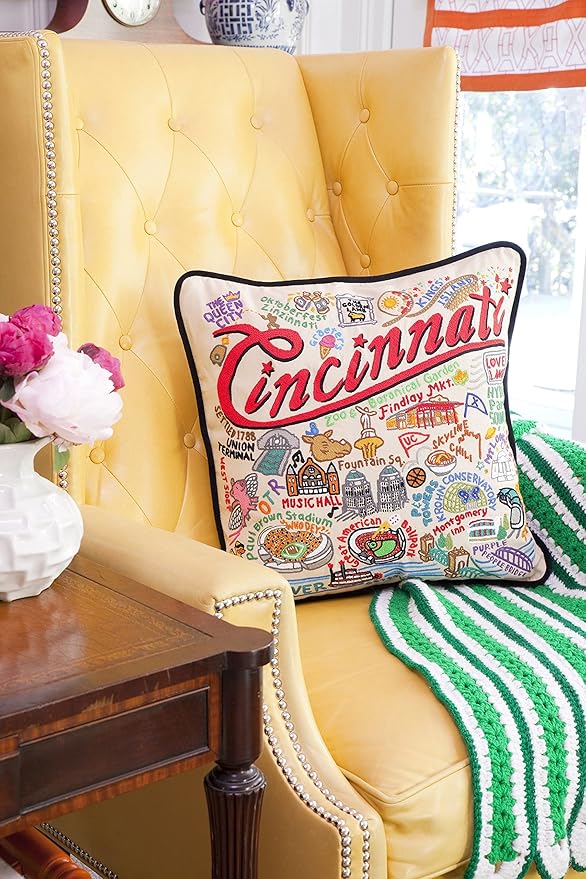 Catstudio Cincinnati Embroidered Decorative Throw Pillow