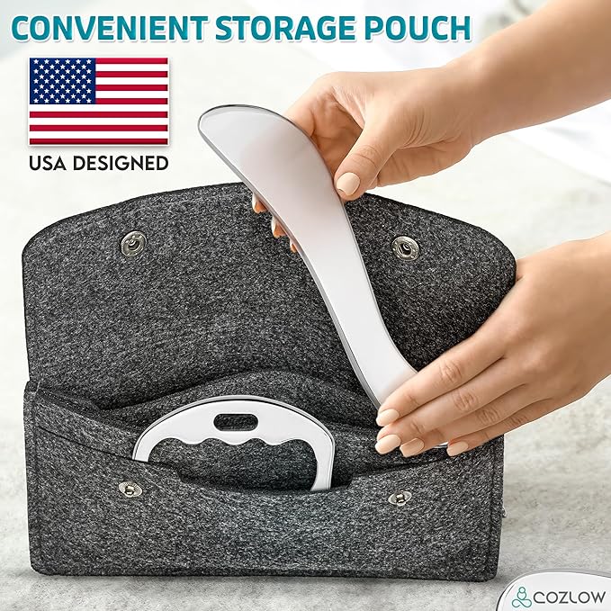 COZLOW 2-in-1 Stainless Steel Muscle Scraper Tool Set for IASTM Therapy - Skin Scraping Massage Tools for Soft Tissue Mobilization - Deep Tissue Gua Sha for Arms, Legs & Back