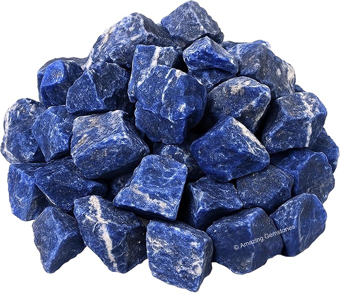 Amazing Gemstone 2 Pieces Sodalite Raw Crystals and Healing Stones, Natural Rocks for Tumbling and DIY Raw Stones and Crystals